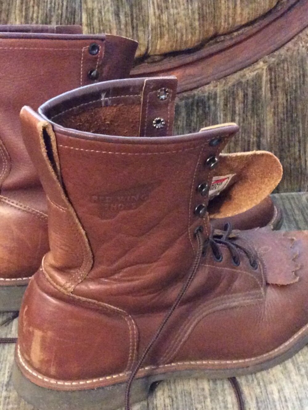 Red Wing Shoes Men's Tan Leather Upper Boots  Size 11 Made in USA - Gently Worn - Picture 4 of 10